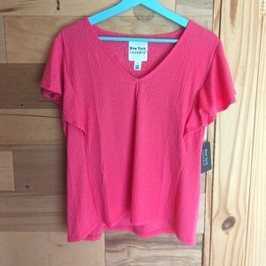 New York Laundry Flutter Sleeve Blouse Sz L NWT